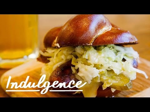 Make an Oktoberfest-Inspired Bratwurst Sandwich on a Pretzel Bun