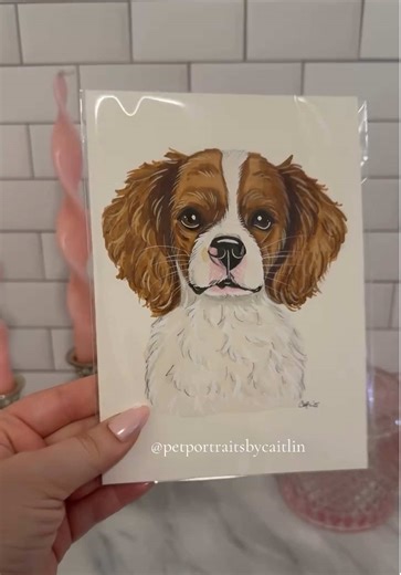 Custom 4x4” watercolor pet portrait 🐶💖 DM for pricing or to order! Current wait time is around 6 to 8 weeks, sooner if possible! Brides: TAKING ORDERS FOR ALL OF 2026! • • • • • #animalart #dogportrait #cavalier #watercolor #petportrait