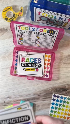 Rebecca Rojas on Instagram: "🧰 Let’s make a Close Reading Toolkit!! This toolkit comes with labels, RACES strategy cards, and Text Structure cards! Just add your favorite close reading tools and you’re all set!! Plus, 20 nonfiction close reading passages are also included. They are perfect for teaching, practicing, and assessing close reading skills!! Use the link in my bio to take a closer look! You can also comment below with the word “CLOSE READING” to have a link sent directly to your inbox
