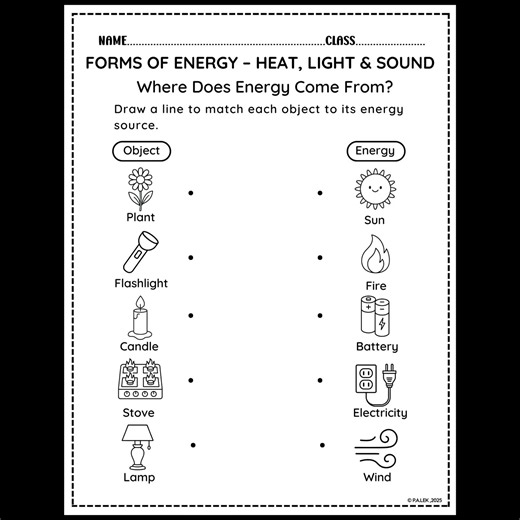 Forms of Energy – Heat, Light, and Sound Worksheets| Science Activities ️‍♂️Students will explore how things make light, heat, and sound energy through interactive cut-and-paste, matching, and writing tasks. https://www.teacherspayteachers.com/Product/Forms-of-Energy-Heat-Light-and-Sound-Worksheets-Science-Activities-14695603 #energy #heat #light #sound #worksheet #science #activity #cutandpaste #matching | P.A.Lek | Facebook