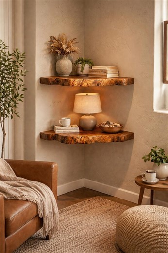 Live Edge Oak Corner Shelf – Solid Wood Floating Corner Shelves – Rustic Wooden Wall Shelf – Handmade Natural Edge Home Decor - Etsy