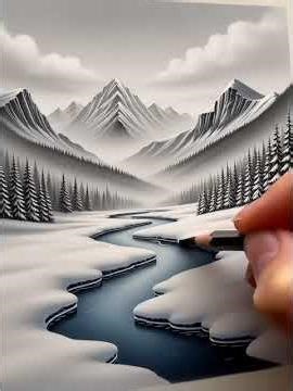 Frozen Majesty: Hyper-Realistic Snowy Landscape #ai #sketch #drawing #landscape #wow #shorts #fyp