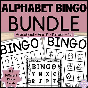 Alphabet Bingo Game Letter Identification and Sounds Activity BUNDLE