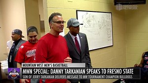 #MWN SPECIAL: On behalf of his father, the late Jerry Tarkanian, Danny Tarkanian speaks to the Fresno State men’s basketball team after topping San Diego State in the 2016 Mountain West Basketball Championship. #mwmadness | Mountain West Conference