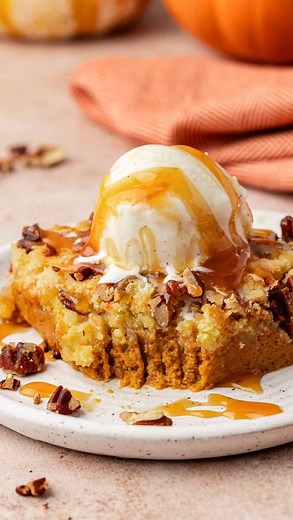 12K views · 36 reactions | This 8 ingredient pumpkin dump cake has 1 million views and counting, which is no surprise since it’s equally easy and delicious.  Just mix, dump and bake – in under 1 hour you’ll have a family favorite pumpkin dessert that will have guests begging for more!  Comment “yum” and I’ll send the recipe your way! https://thefirstyearblog.com/pumpkin-dump-cake/ #pumpkindumpcake #thanksgivingdesserts #falldesserts | The First Year | Facebook
