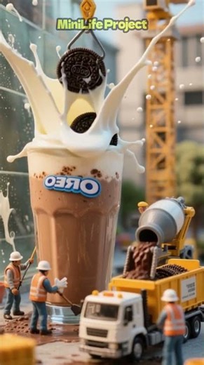 Toy Builders Make the Perfect Oreo Shake! 🍪🏗️ #shorts #miniature #food