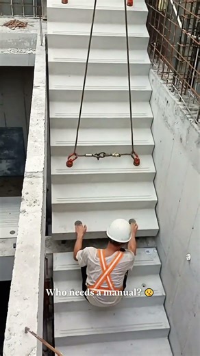 Modular Construction: Installing Stairs in Minutes! 🏗️🚀 #construction #fast