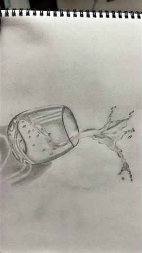 3D water glass drawing #drawingstyles #sketch ✍🏻✨🫗