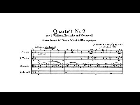 Brahms: String Quartet No. 2 in A minor, Op. 51 No. 2 (with Score)