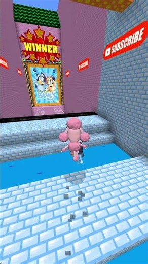 Coco And Bluey 🫂 PLAY A DUO MINECRAFT RUN TOGETHER! P.4 😃💙🤡 #shorts #minecraft #roblox #bluey