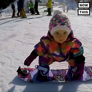 This 1-year-old is learning how to snowboard — and it’s beyond cute | NowThis Sports