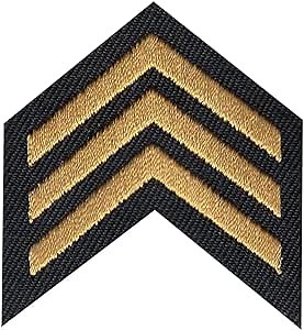 Military Sergeant Rank Patch Insignia Stripe Iron On Embroidered