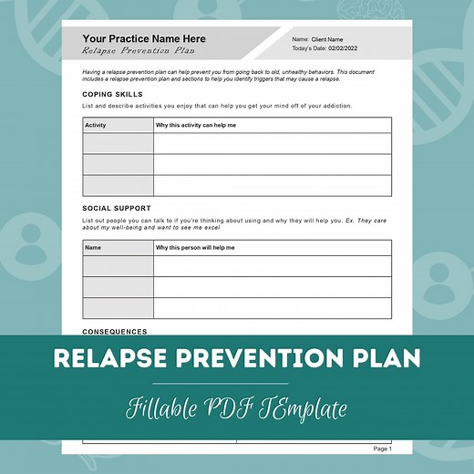 Relapse Prevention Plan Worksheet | Editable / Fillable PDF | for Counselors, Psychologists, Psychiatrists, Social Workers, Therapists - Etsy