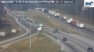 All lanes closed and heavy traffic on I-75 north heading towards Atlanta due to multiple accidents, GDOT says