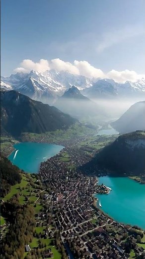 Interlaken Switzerland 4K Aerial Drone Between Lake Thun & Lake Brienz #shorts