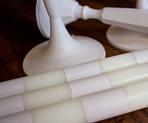 DIY Striped Candlesticks and Spray Painted Holders