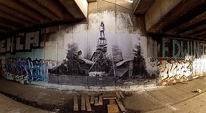 Earlier this year we rushed down to a lonely flyover in Hackney long commandeered by graffiti writers. We spotted artist Donk 's Instagram feed and wanted to capture his handy work before graffiti writers tagged it. We've never seen a paste up in that spot so shot some footage and finally got time to edit a quick sixty second presentation of Donklondon huge piece. | LSDmagazine