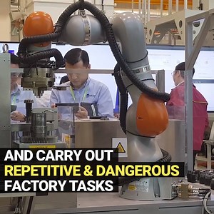 60K views · 259 reactions | Watch how “collaborative robots” 烙 and artificial intelligence 易 form part of a digitised manufacturing line! #ASTARModelFactory | Agency for Science, Technology and Research (A*STAR) | Facebook