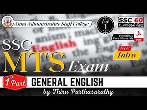 SSC MTS | Day - 1 | GENERAL ENGLISH INTRO | PART - 1 | Thiru. Parthasarathy