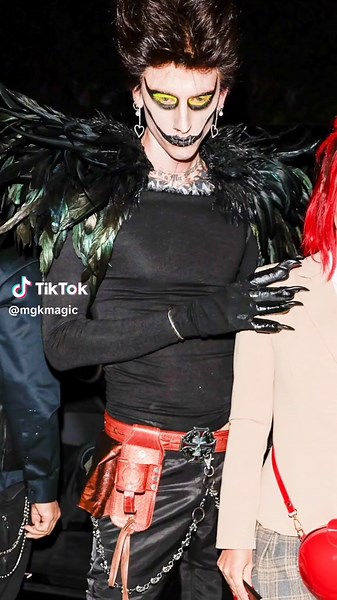 Machine Gun Kelly and Megan Fox as Light Yagami and Ryuk from Death Note at Halloween Party