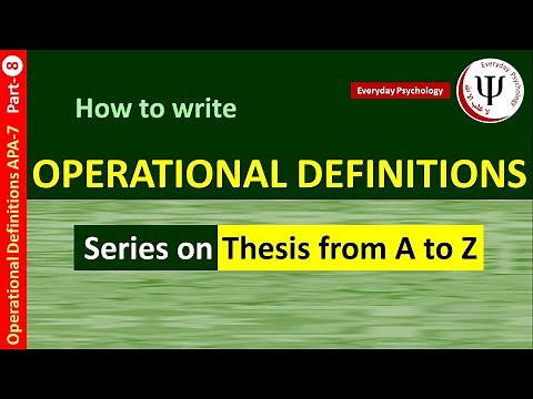 How to Write Operational Definitions in Thesis in APA 7?