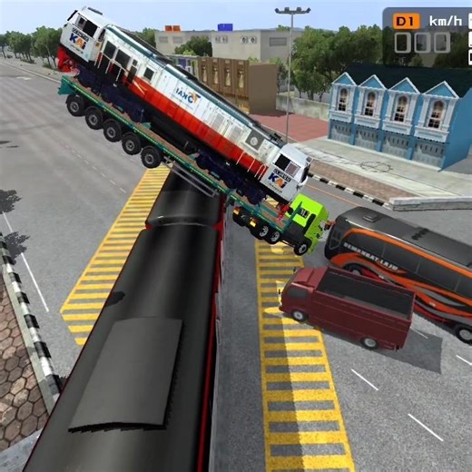 dengan kereta api 😭😭😱#shortsvideo #automobile #funnyclips #viralvideo #bussid #gaming