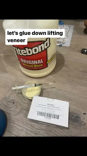 Tip of the day: This one never get’s old. Lifting veneer can be glued down by injecting glue and clamping. #tipoftheday #tipsandtricks #coatofcharms #westernmass | Coat of Charms