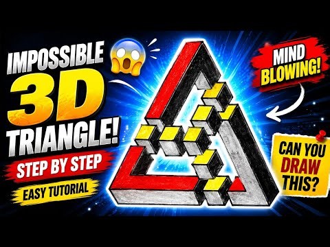 🤯 Impossible 3D Penrose Triangle Drawing | Step by Step Easy Tutorial