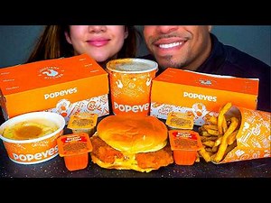 POPEYES CHICKEN TENDERS EATING SOUNDS WITH WIFE MEAL ASMR MUKBANG JERRY