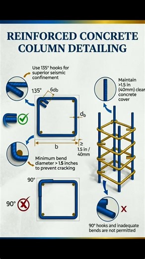 Reinforced Concrete Column Detailing | Provide Seismic Hook to Prevent Cracking | #Shorts