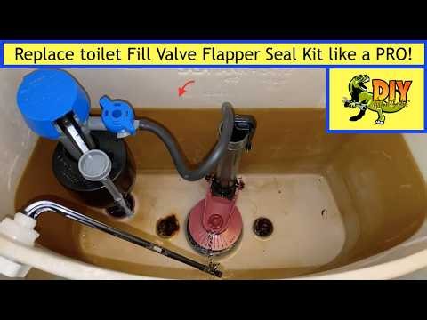 Replace toilet fill valve flapper and seal kit