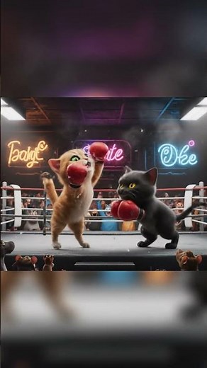 Two Cats Boxing Ring – Cat Fight 😂😂😂 #cats #catfight #boxingcats #funnycats #animallover #petvideos