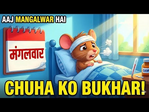 Aaj Mangalwar Hai 🐭 Chuha Ko Bukhar Hai | Funny Mouse Cartoon Rhyme | Hindi Kids Cartoon Story