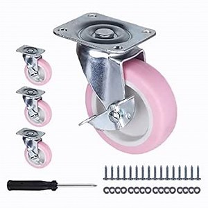 :WHEELMASTER 3 inch Heavy Duty Caster Wheels with Side Brake,Swivel Plate(2.28 * 1.89 inch) Casters Set of 4 Total Load Capacity 484 lbs,None-Marking,Silent TPR Wheels for Furniture,Storage Shelf