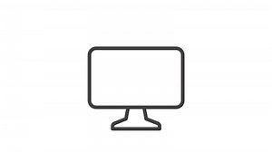 Animated computer monitor displays a gear and code inside