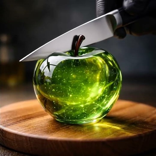 Satisfying Glass Green Apple Cutting 🍍🔪 | Oddly Satisfying ASMR #shorts