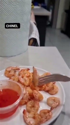 food is ready: king prawn, carrot 🥕, cucumber 🥒 and orange 🍊 juice