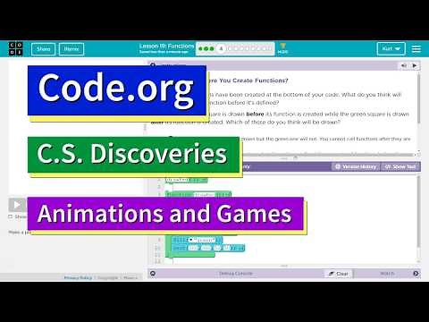 Functions Lesson 19.5 Code.org Tutorial and Answer CS Discoveries Animation and Games