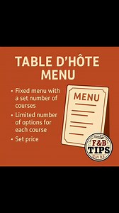 4.8K views · 39 reactions | Table D Hote Manu #knowledge #family #fblifestyle #service #restaurant #menu | F&B TIPS GUIDE | Facebook