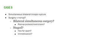 Upper Extremity Cases That Teach Us the Most: 41 yo Male with Simultaneous Bilateral Triceps Rupture. Staged or Simultaneous Surgery?