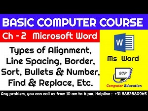 Ms Word Chapter - 2 Types of Alignment, Line Spacing Complete Basic Computer Course in Hindi