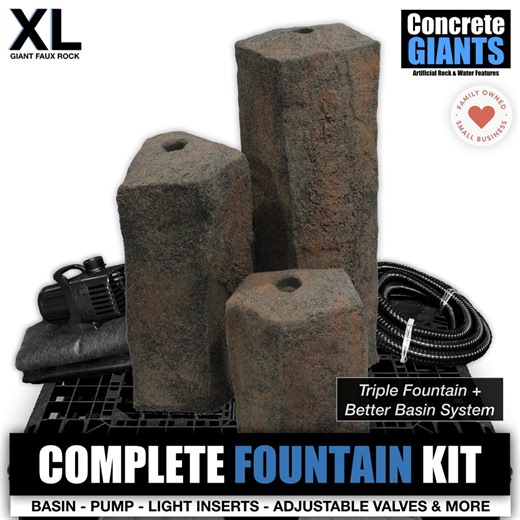 XL Basalt Fountain Kit: Triple Water Feature - Etsy