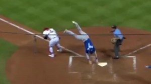 WATCH: Blue Jays baserunner pulls off the acrobatic home plate dive of the decade