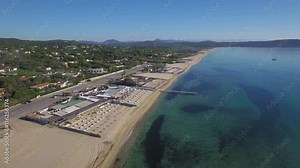 France, Provence Alpes-Cote-d'azur, Var (83), Ramatuelle - Saint Tropez, Aerial view of Pampelonne beach, HD (2160X1080)