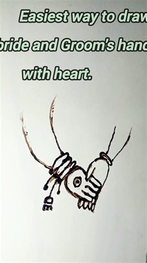 easiest way to draw a bride and groom's hands with heart/#viral #shortvideo