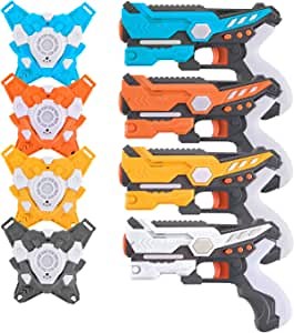 Ainek Laser Tag Sets with Gun and Vest - Adults & Kids Laser Tag Gun Set of 4 - Multi Player Outdoor War Game for Teens Boys Girls Birthday Gifts Games for Kids 8-12