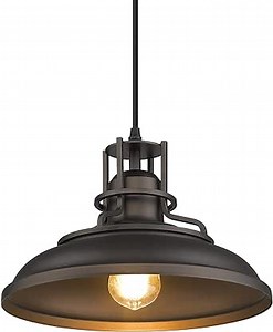 FEMILA Farmhouse Pendant Light,12" Barn Vintage Hanging Light Fixture for Kitchen Island, Adjustable Height,Oil Rubbed Bronze Finish, 4FY15-MP ORB