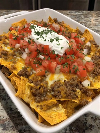 🌮🧀 Cheesy Dorito Taco Casserole 🔥✨ Layers of seasoned beef, crunchy Doritos, and melted cheese baked to perfection! INGREDIENTS: 1 lb ground beef (80% lean) 1 yellow onion, finely chopped ...... Full Recipe in Coʍmеոτ 💬 | The Saucy Plate