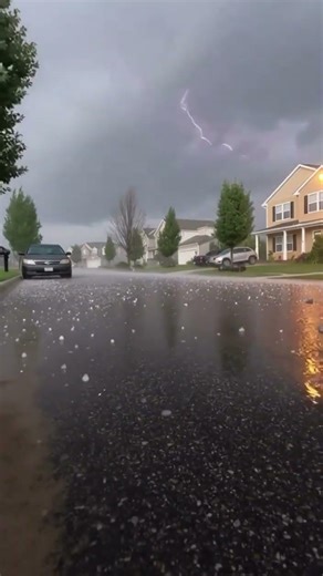 Oh my god… hail rain slamming down with wild wind and thunder exploding 😳🌨️#rain #hailstorm #shorts