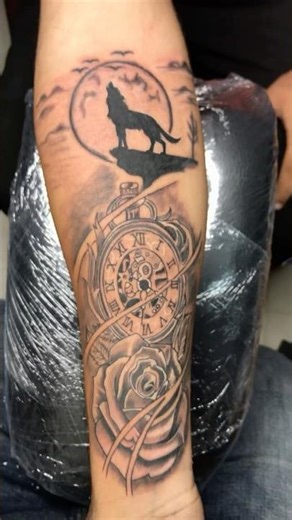 🌹🐺🕰️ #art #tattoo #tattooartist #artist #explore #geometricart #viral #viralshorts #viralvideo